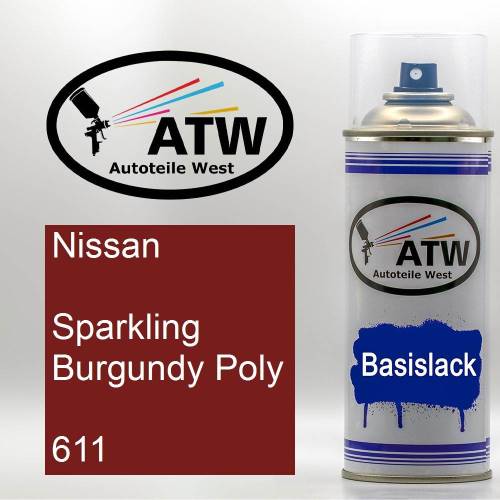 Nissan, Sparkling Burgundy Poly, 611: 400ml Sprühdose, von ATW Autoteile West.